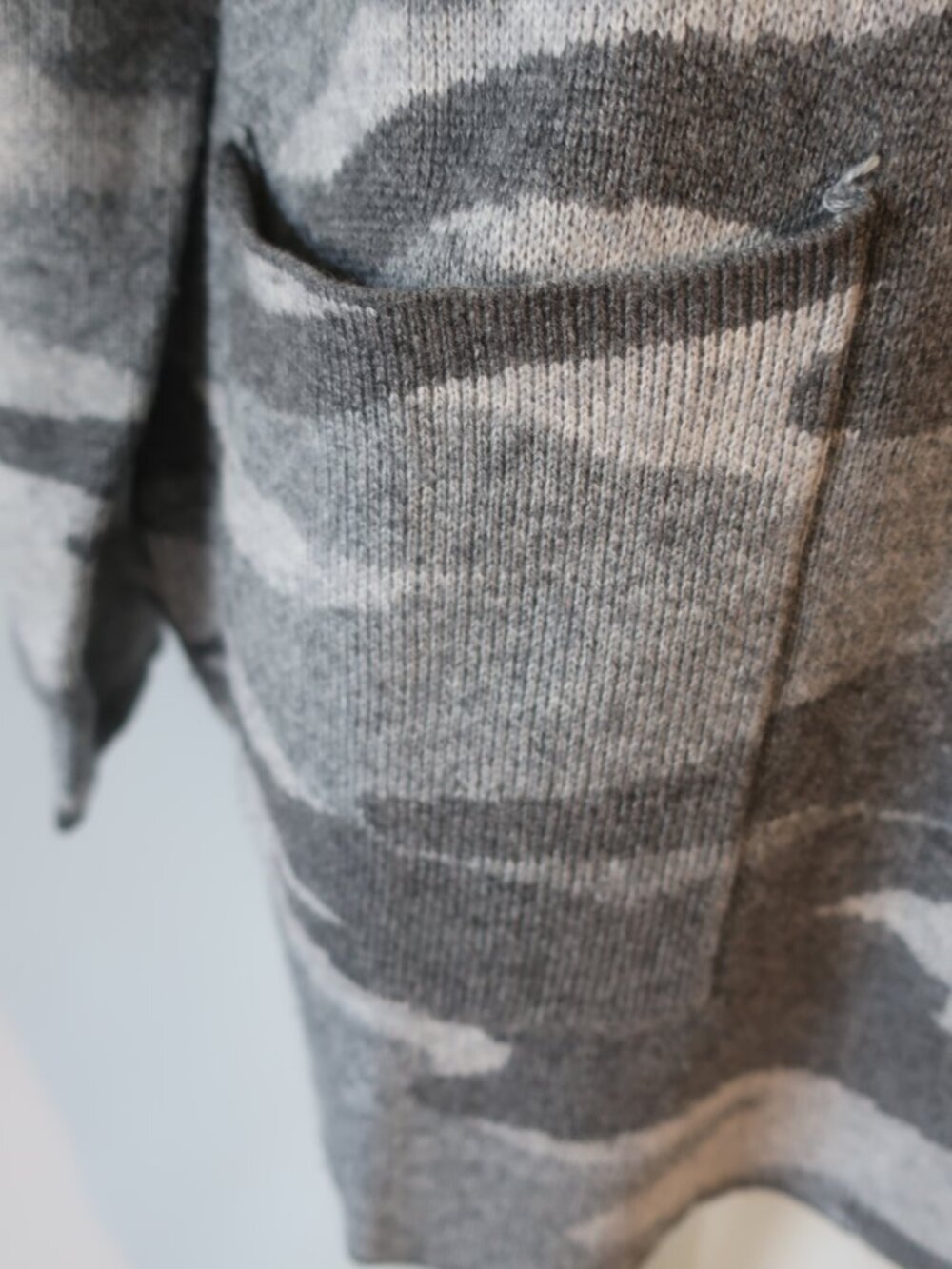 Womens Splendid Grey Charcoal (Item- 36) Camo Wool Cashmere Blend Cardigan L - Picture 7 of 11